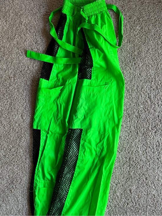 iHeartRaves Pants - iHeartRaves Neon Green & Black Mesh Overalls